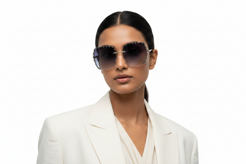 Q257. Premium rimless sunglass UV400 Retina protected cooling glass