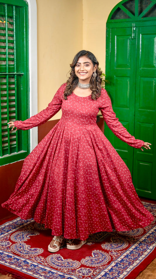 Hyrr Ghungar Gown Marron Puja Collection