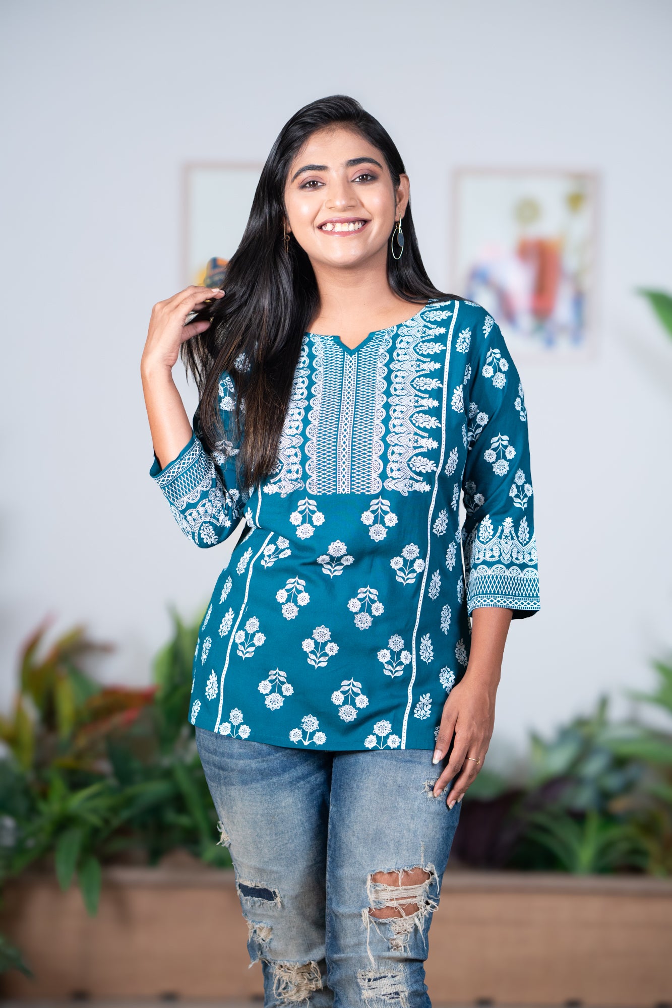 Ethnic rama blue tunic