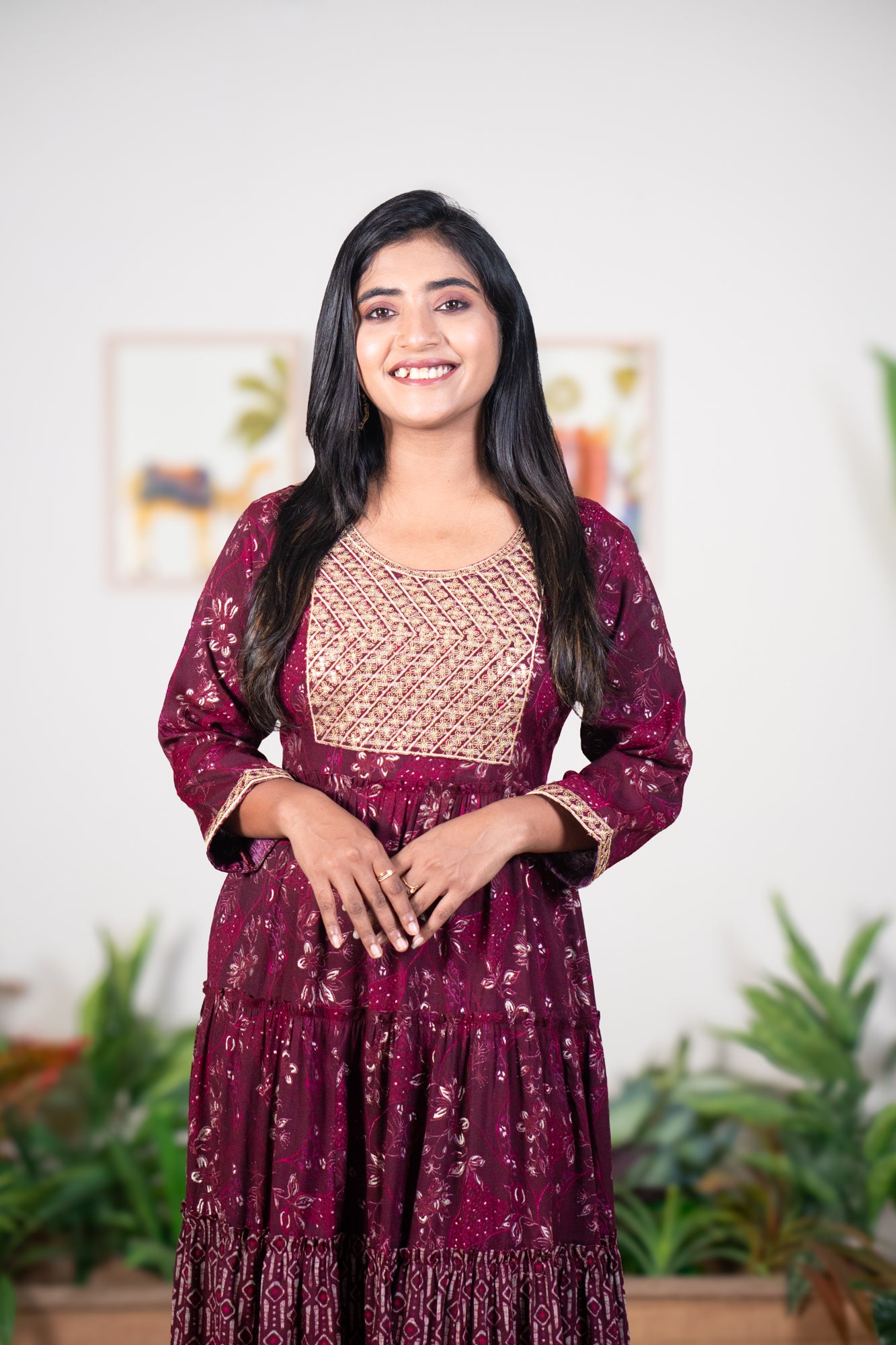 Purple mayurpankhi gown with sequin work