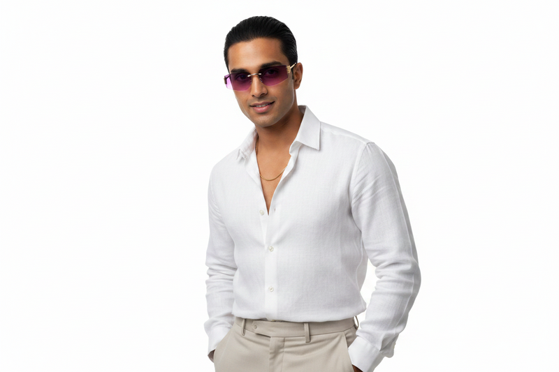 873. Unisex metal Rimless curve sunglass UV400 Retina protected cooling glass