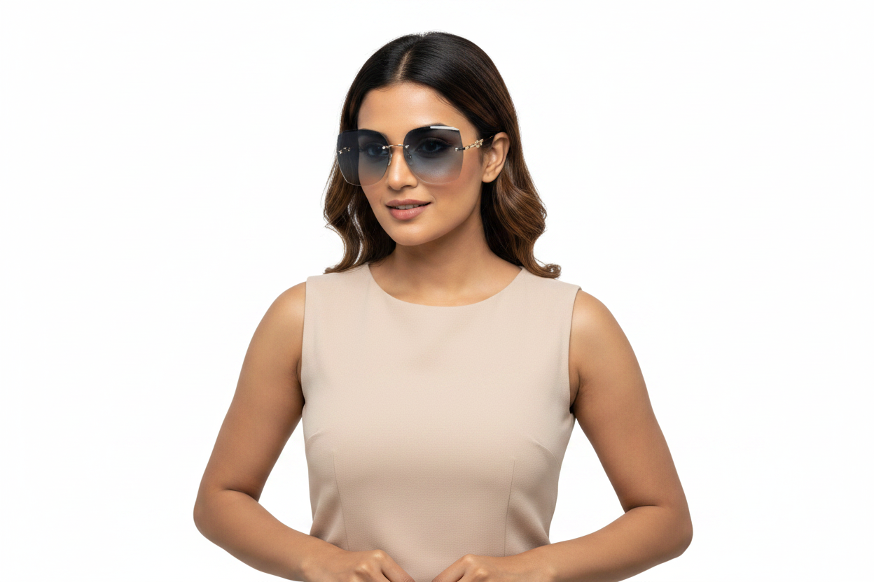 Q133B. Premium Rimless sunglass UV400 Retina protected cooling glass