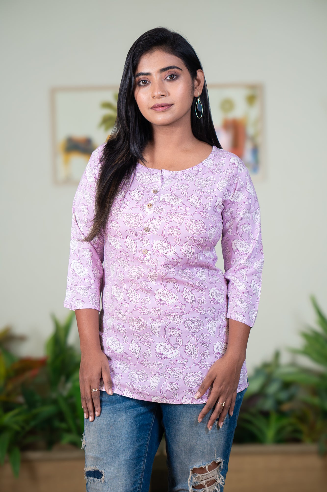 Lavender viscous tunic