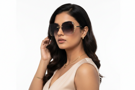 Q284. Premium rimless sunglass UV400 Retina protected cooling glass