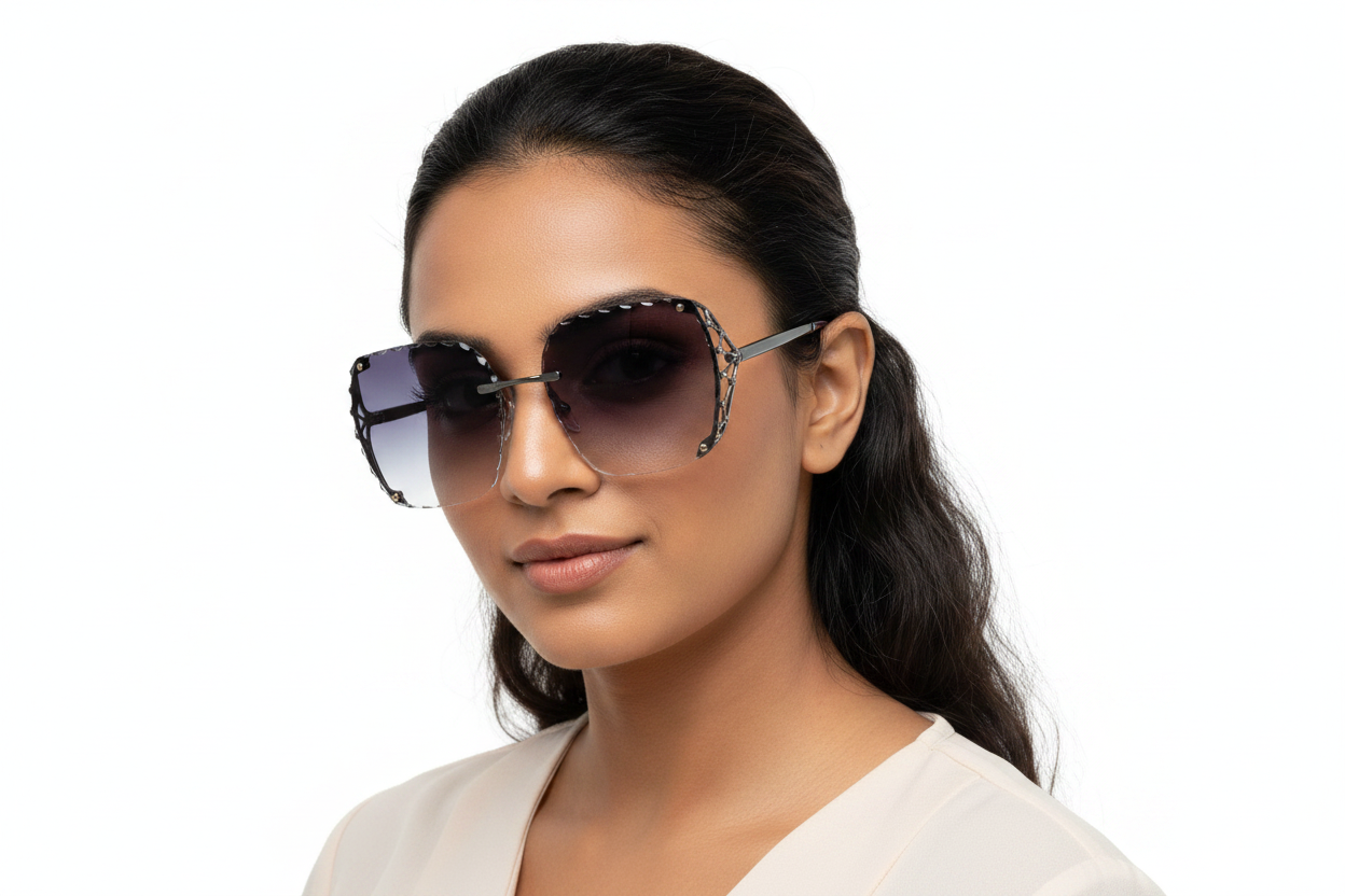 Q255. Premium rimless sunglass UV400 Retina protected cooling glass