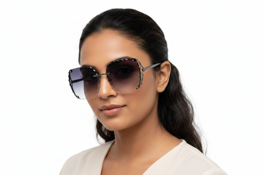 Q255. Premium rimless sunglass UV400 Retina protected cooling glass