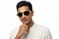 897a. Unisex metal trendy Sunglasses, UV400 Retina Protection,Cooling Shield