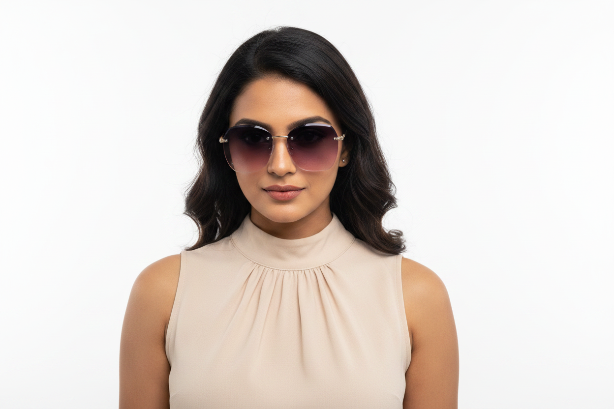 Q38F. Premium Rimless sunglass UV400 Retina protected cooling glass