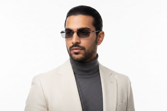 951A. Unisex metal Rimless sunglass UV400 Retina protected cooling glass