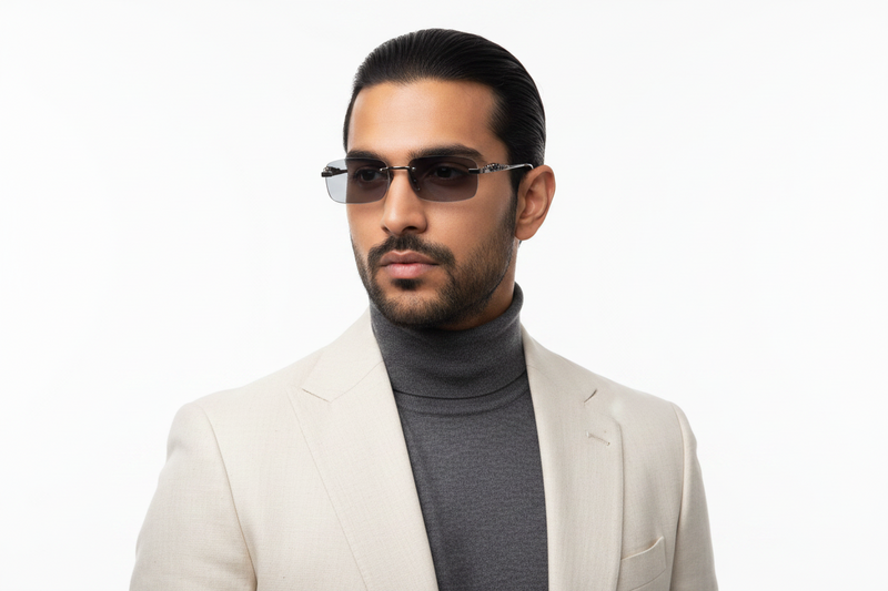 951A. Unisex metal Rimless sunglass UV400 Retina protected cooling glass