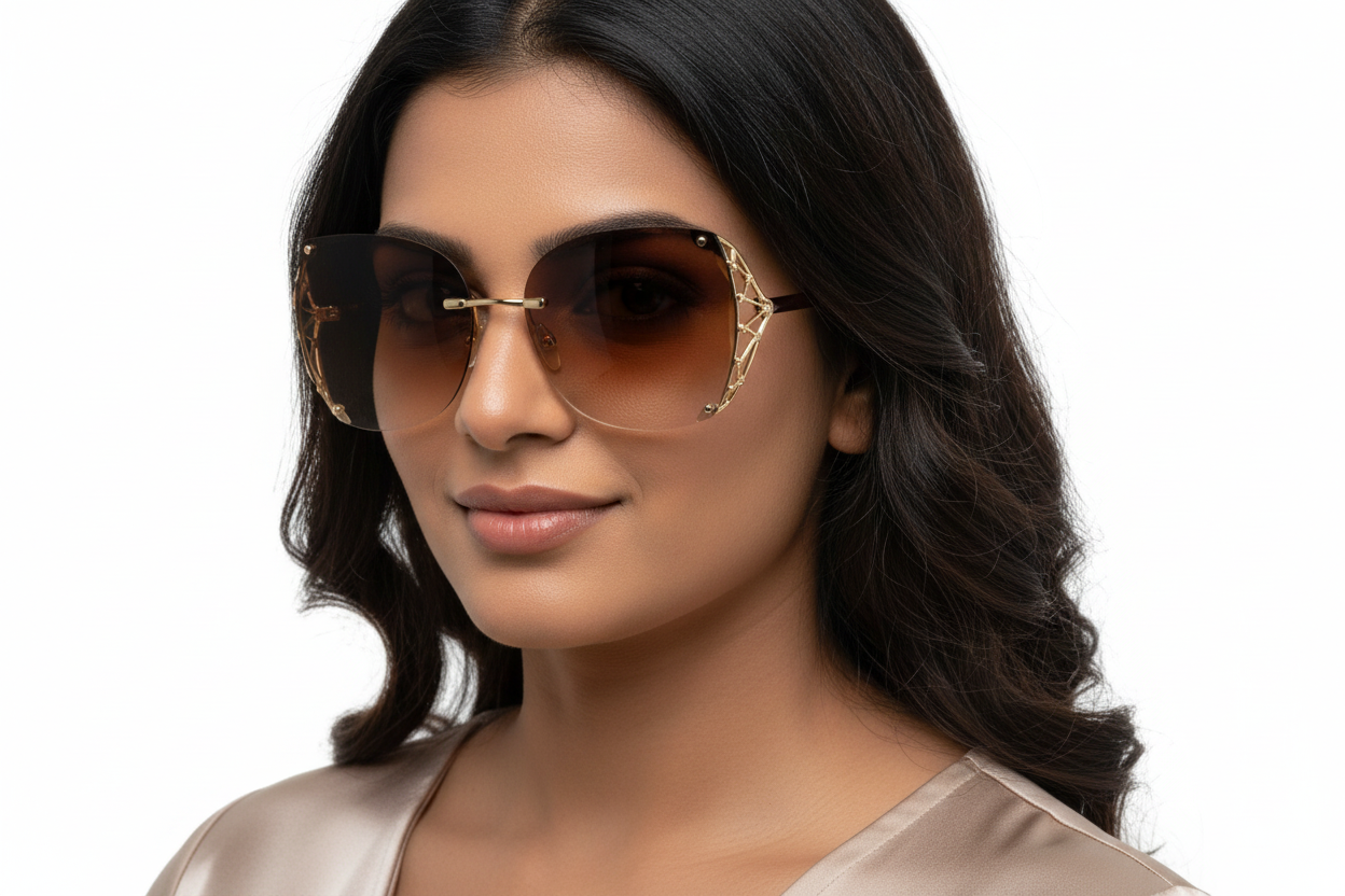 Q283. Premium rimless sunglass UV400 Retina protected cooling glass