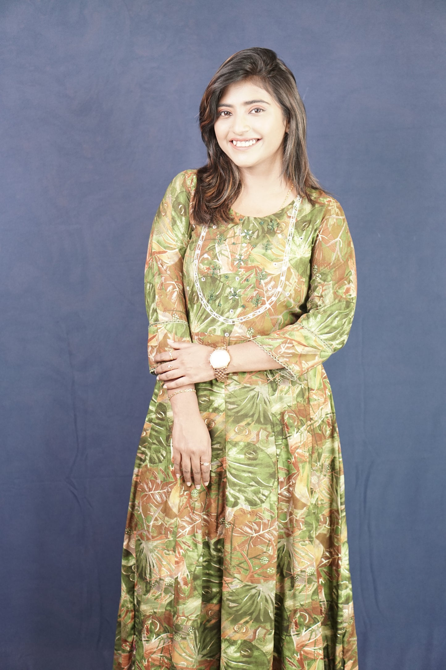 Hyrr Exclusive Hand work  Gown Pesta Green