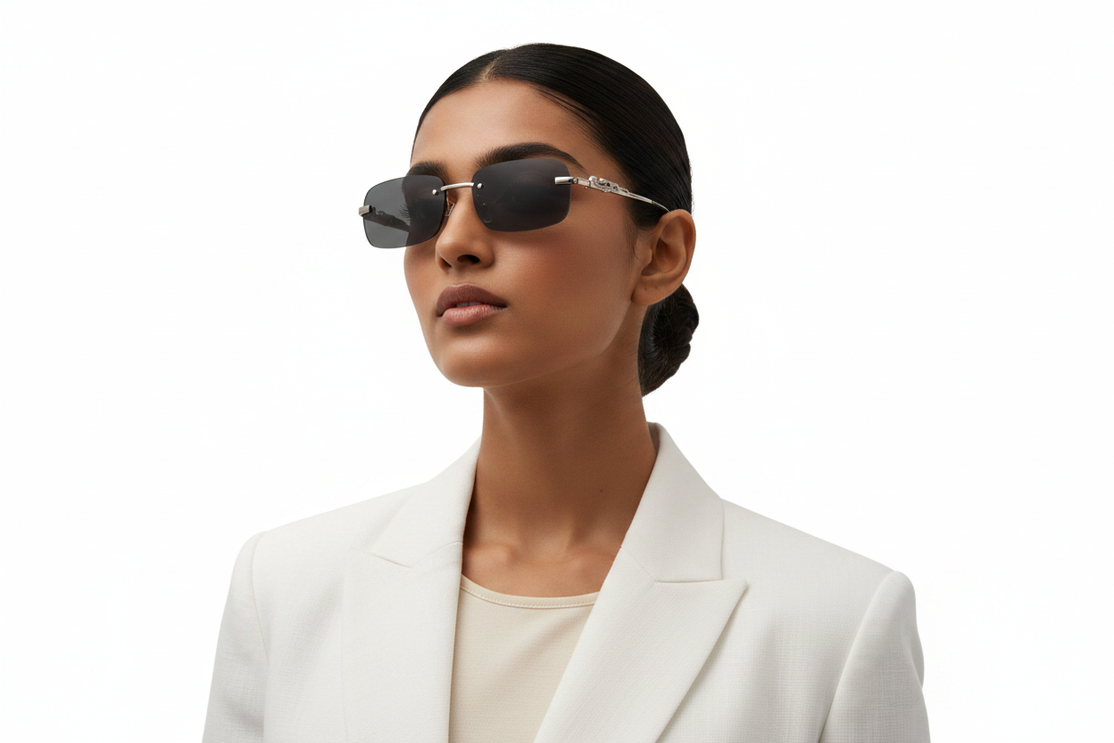 953. Unisex metal Rimless sunglass UV400 Retina protected cooling glass