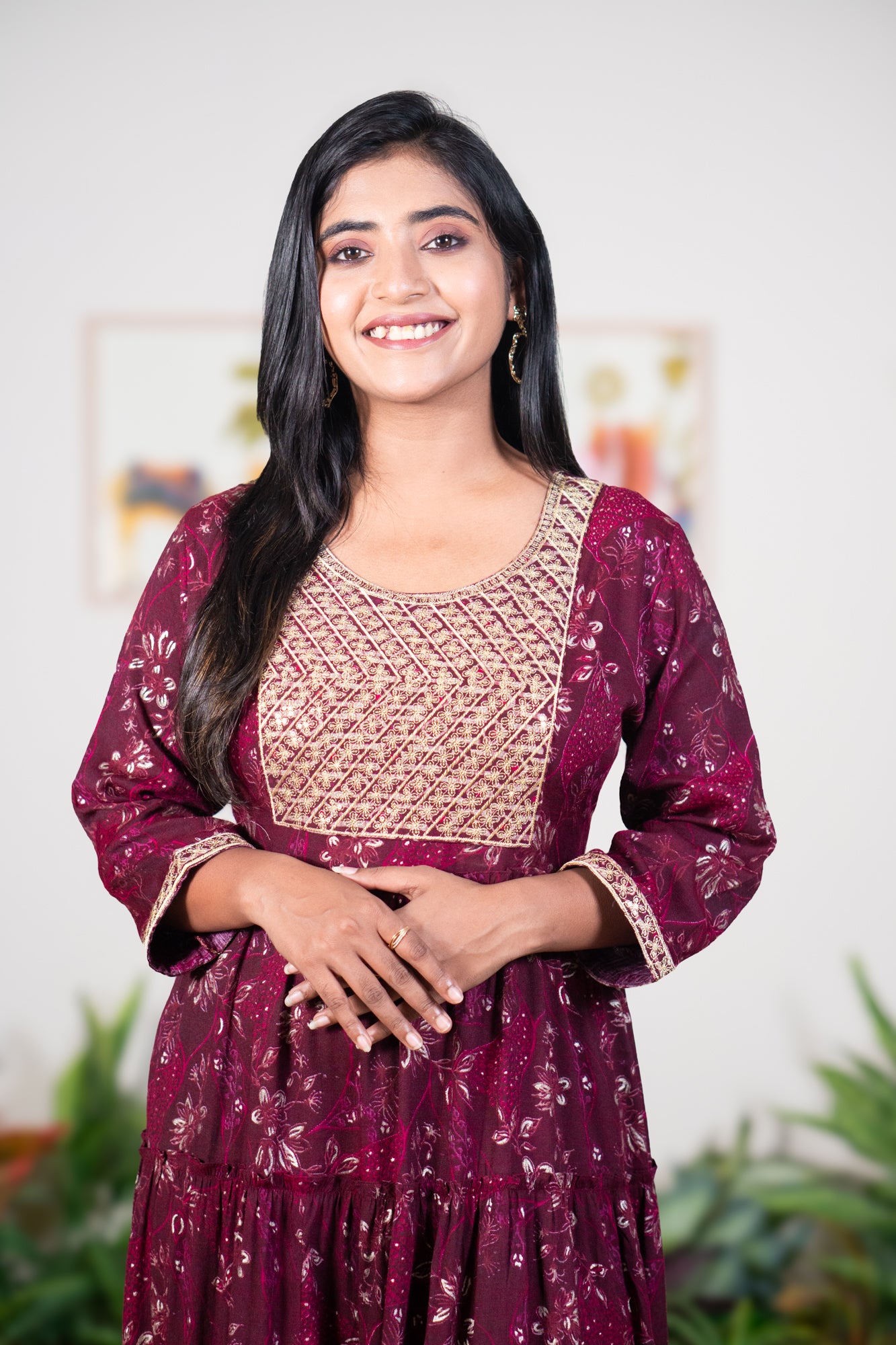 Purple mayurpankhi gown with sequin work