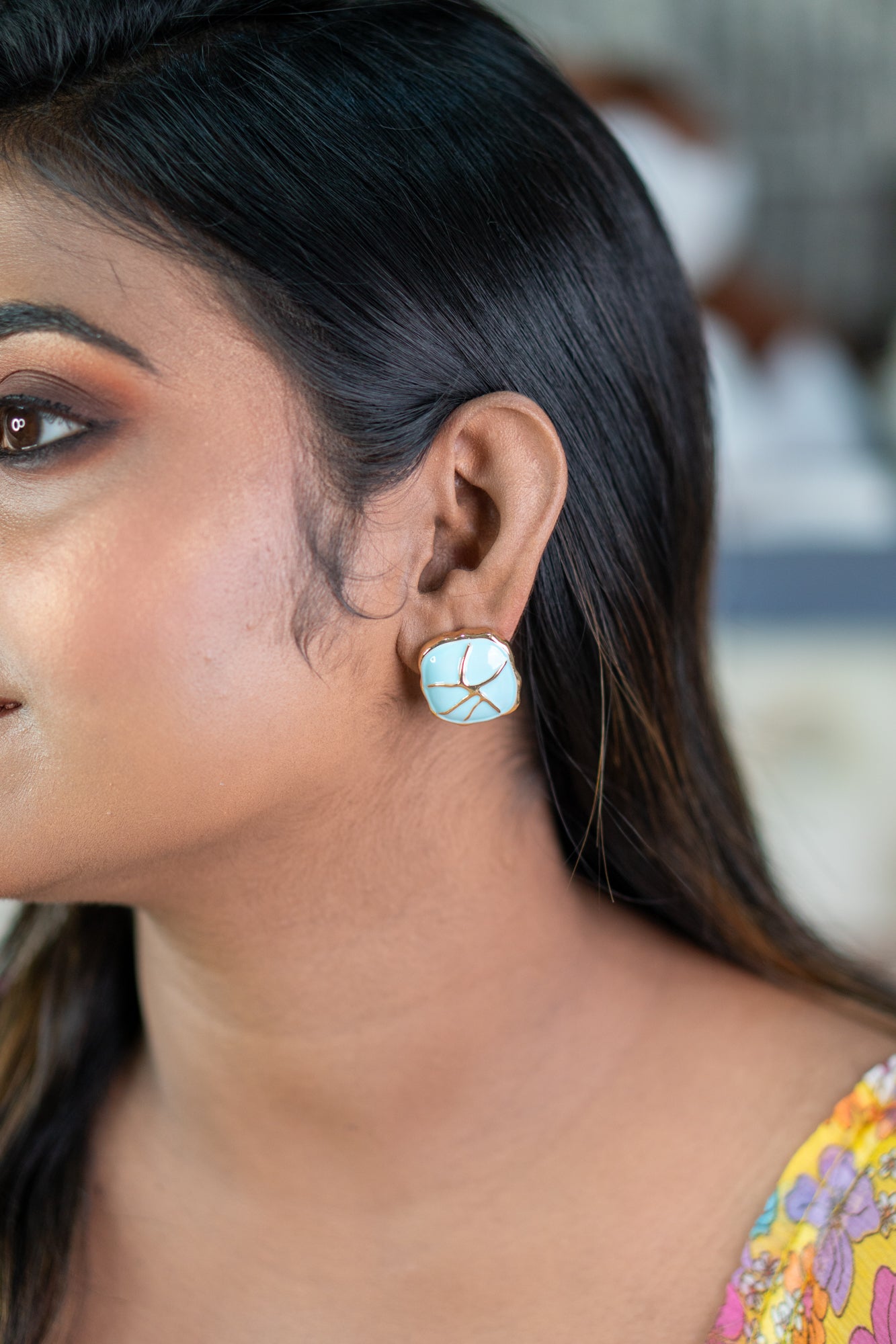 56. anti tarnished stone earrings blue