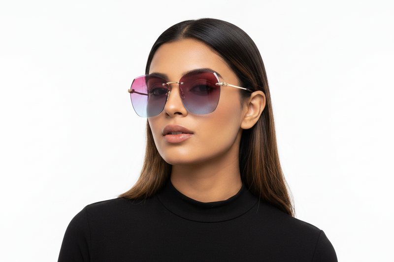 Q38b. Premium Rimless sunglass UV400 Retina protected cooling glass