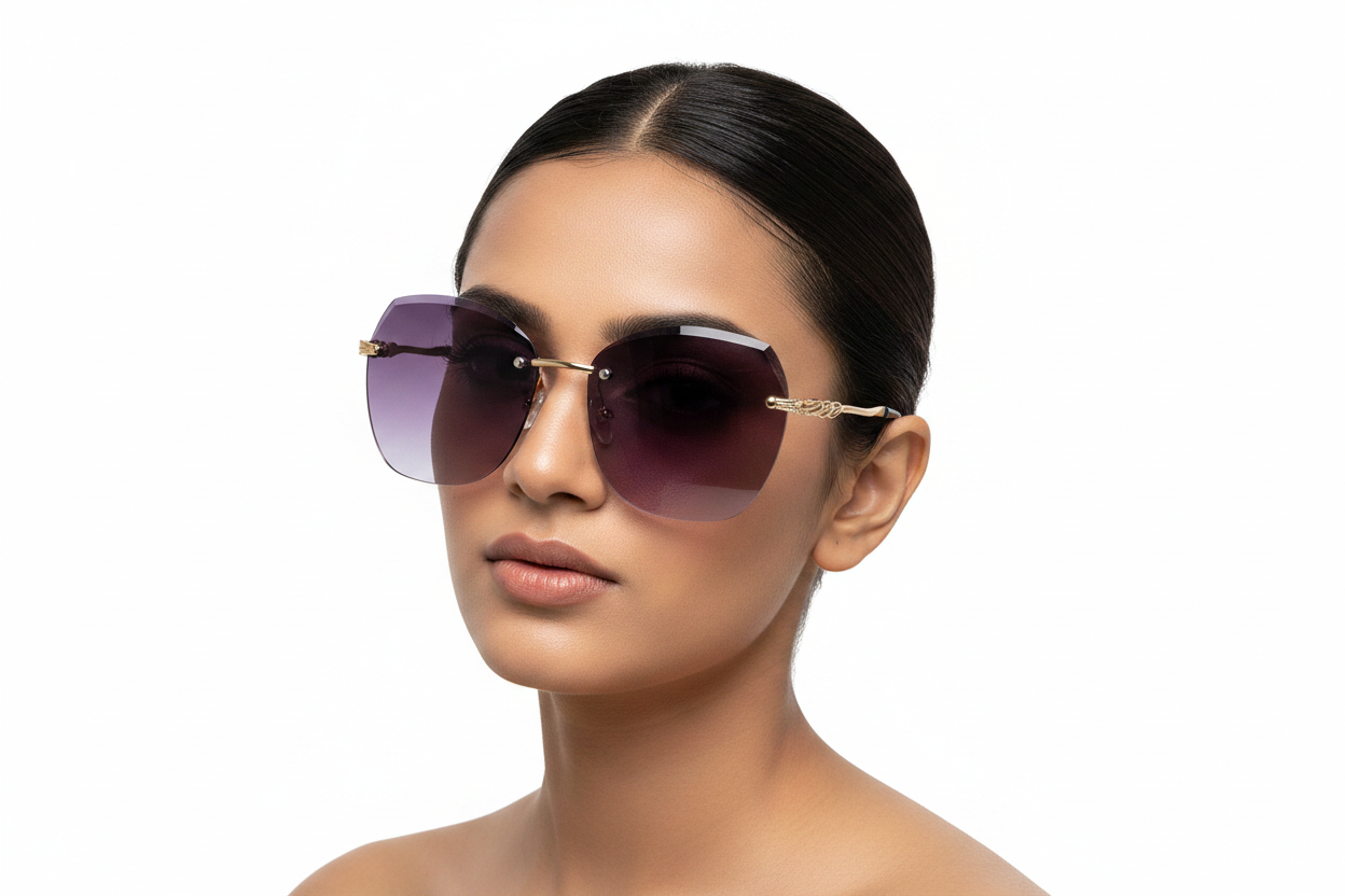 Q38A. Premium Rimless sunglass UV400 Retina protected cooling glass